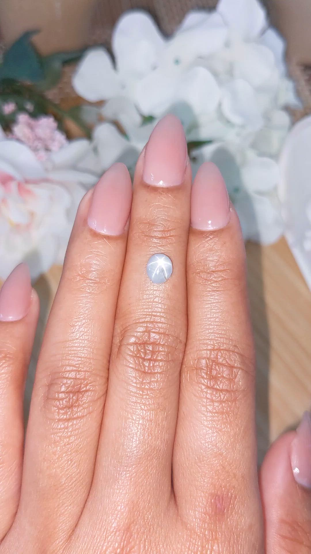 1.51 Ct. Bluish Grey Cabochon Star Sapphire from Ceylon (Sri Lanka) Size Video