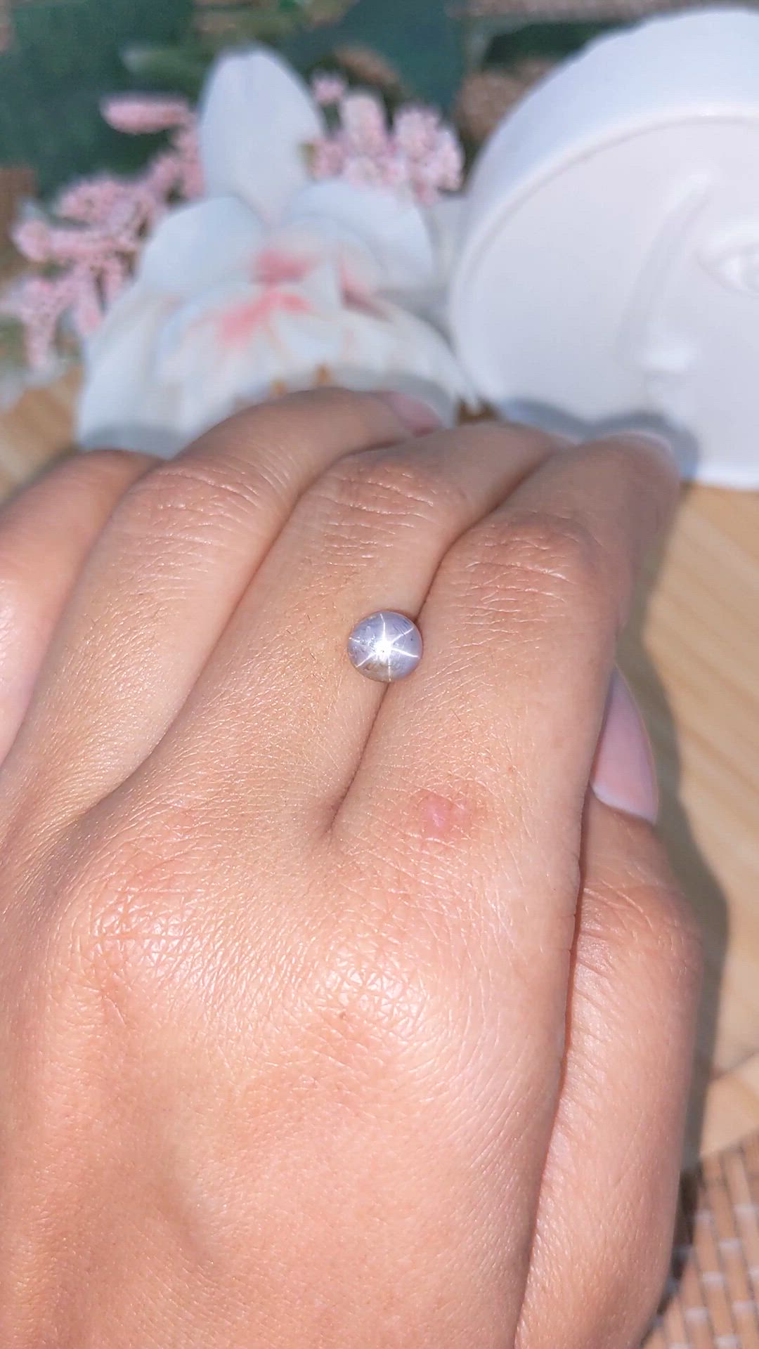 1.68 Ct. Bluish Grey Star Sapphire from Ceylon (Sri Lanka) Size Video
