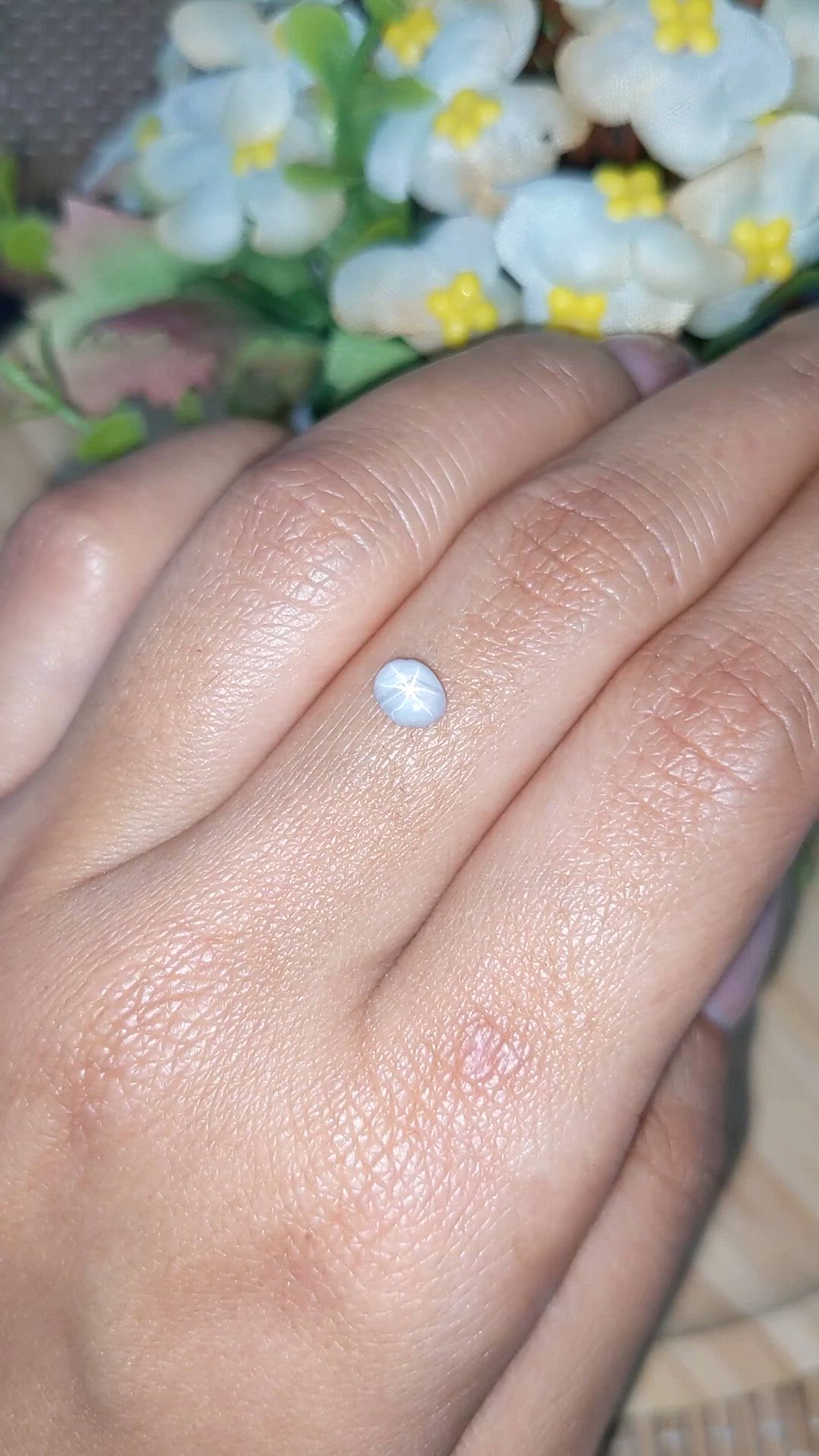 0.68 Ct. Bluish Grey Star Sapphire from Ceylon (Sri Lanka) Size Video
