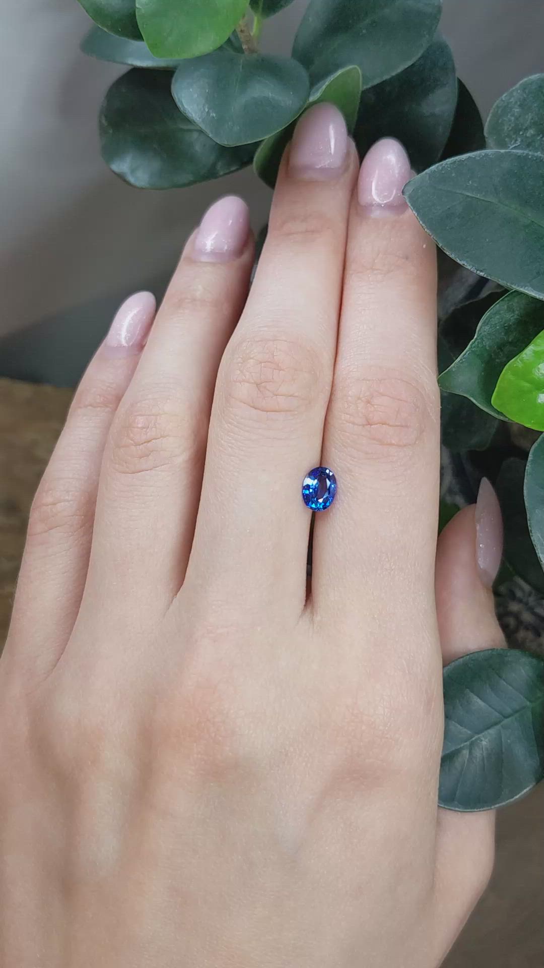 1.03 Ct. Blue Sapphire from Ceylon (Sri Lanka) Size Video