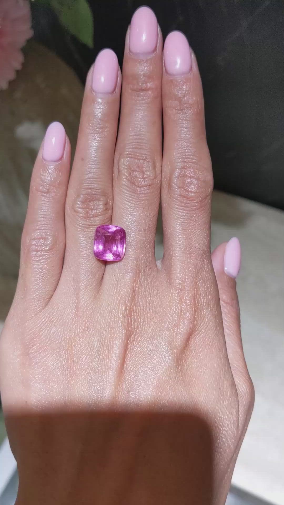 7.02 Ct. Purplish Pink Sapphire from Madagascar Size Video