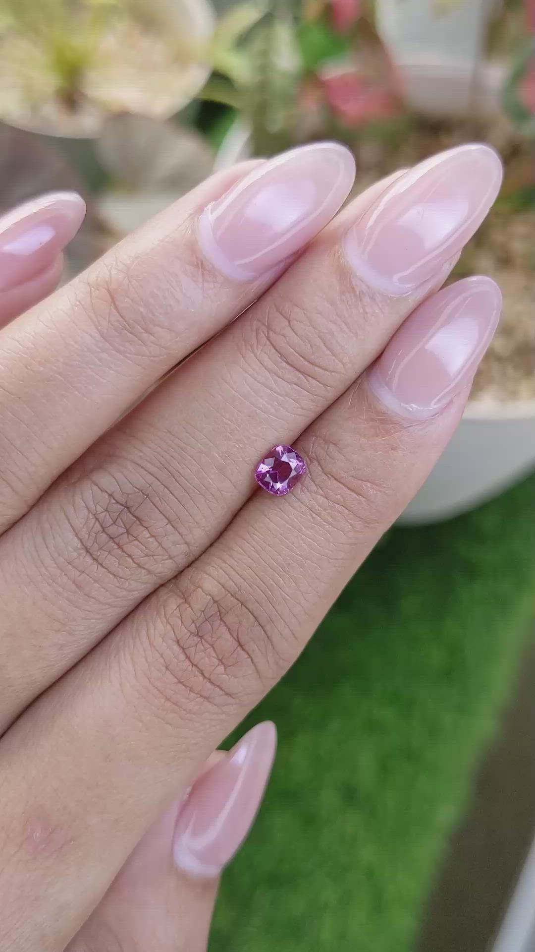 0.64 Ct. Pinkish Purple Sapphire from Ceylon (Sri Lanka) Size Video