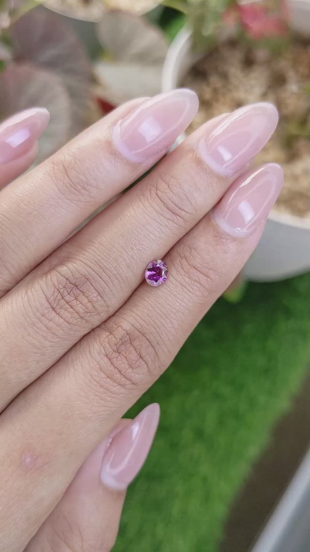 0.47 Ct. Pinkish Purple Sapphire from Ceylon (Sri Lanka) Size Video