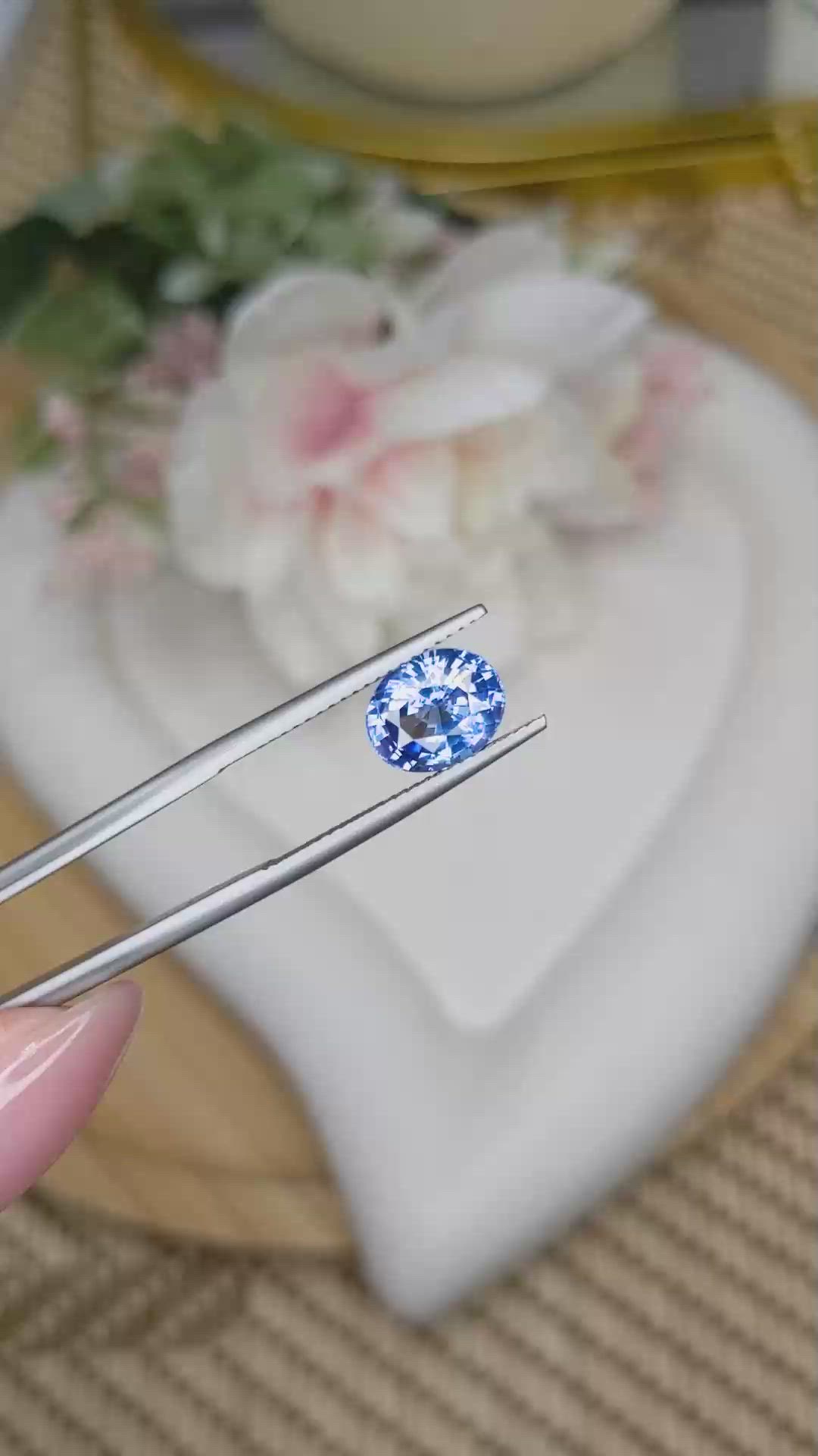 3.08 Ct. Blue Sapphire from Ceylon (Sri Lanka) Size Video