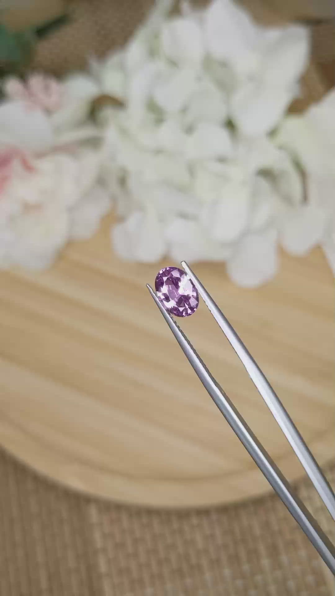 1.55 Ct. Purplish Pink Sapphire from Ceylon (Sri Lanka) Size Video