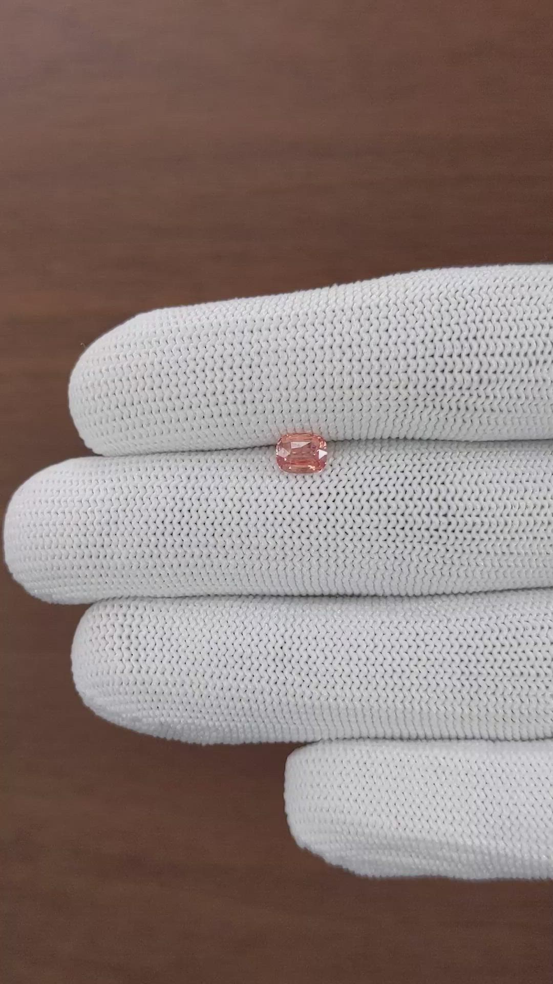 0.65 Ct. Padparadscha Sapphire from Ceylon (Sri Lanka) Size Video
