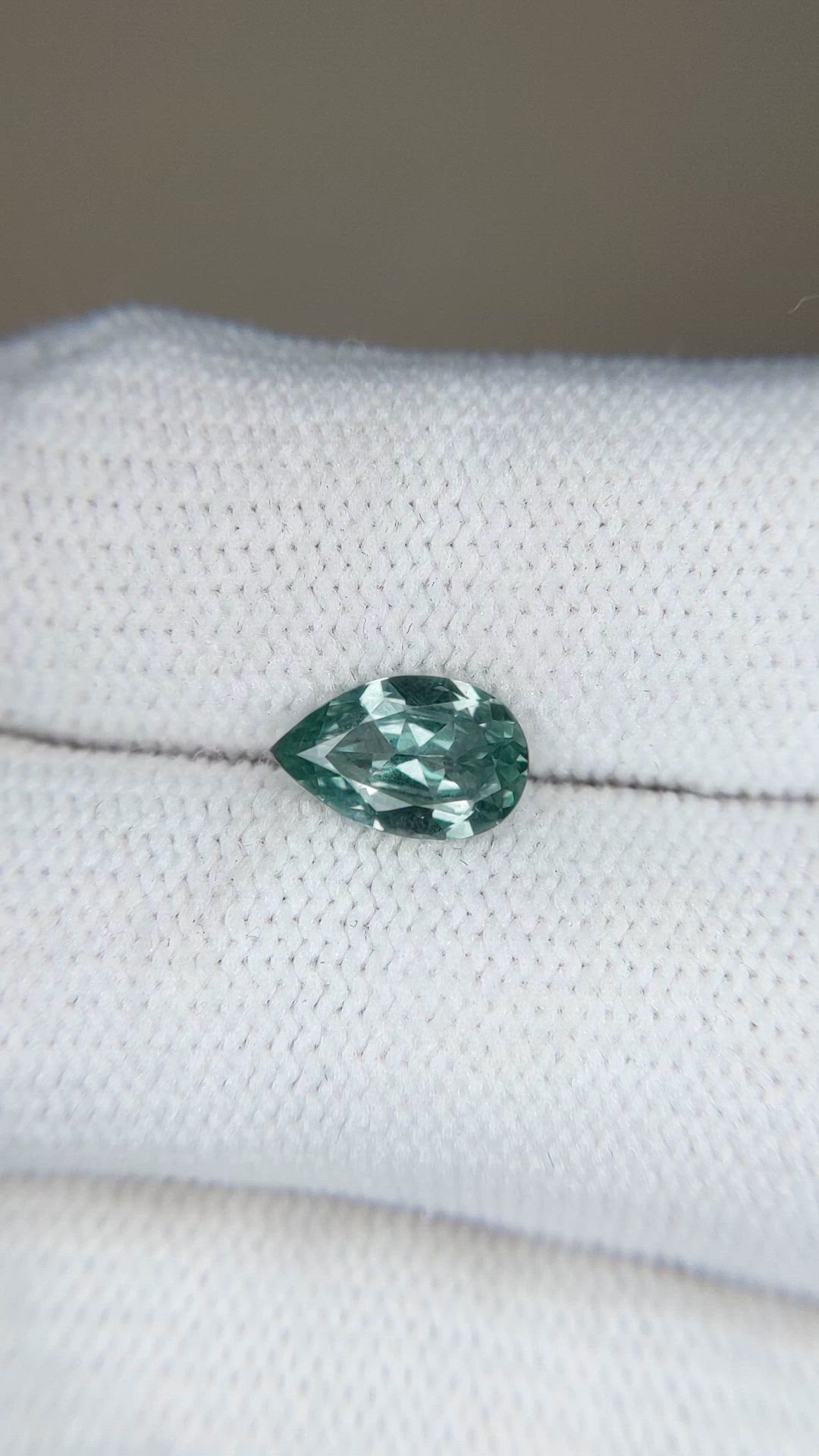 1.24 Ct. Bluish Green Sapphire from Montana Size Video