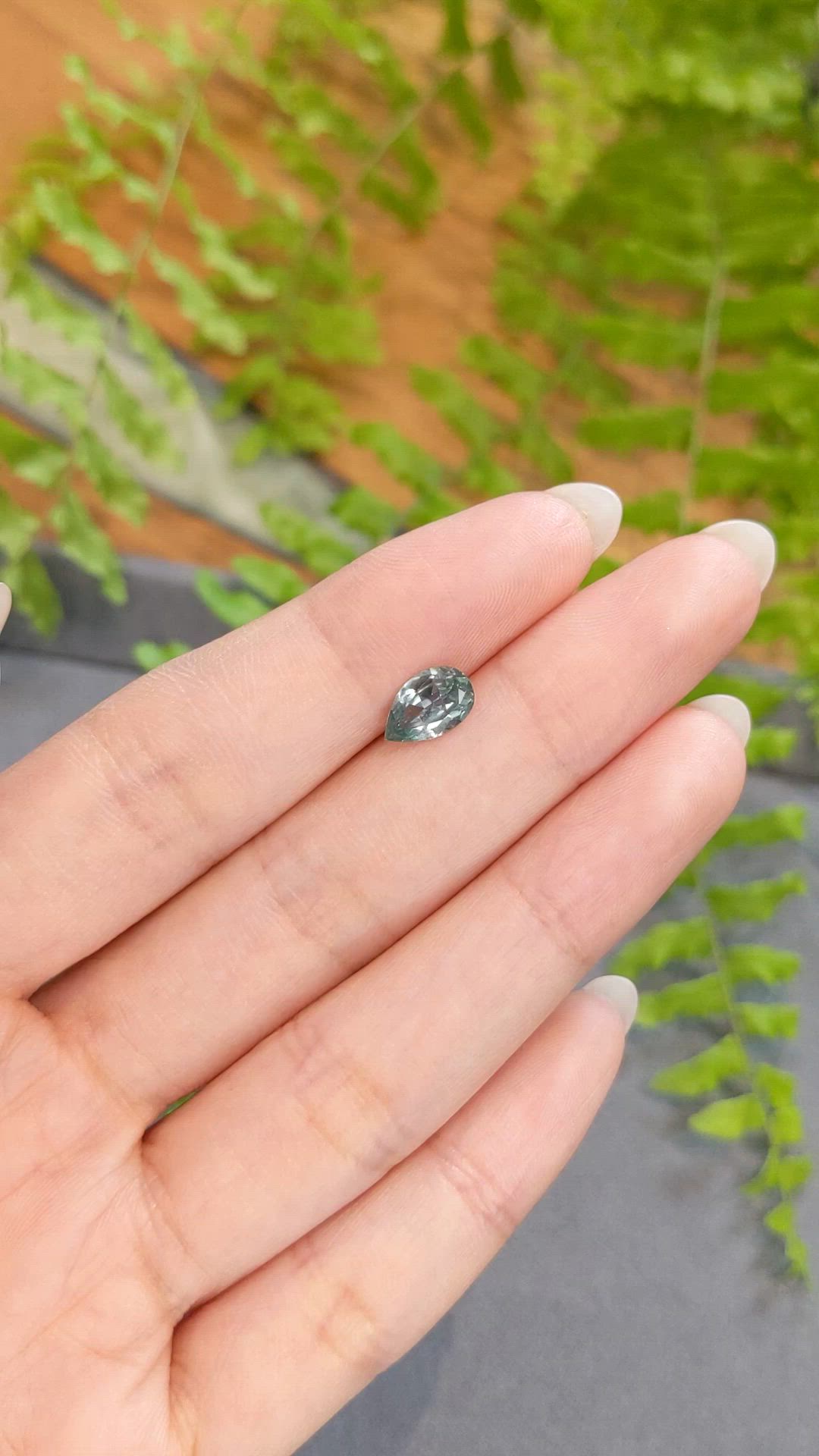 1.24 Ct. Bluish Green Sapphire from Montana Size Video