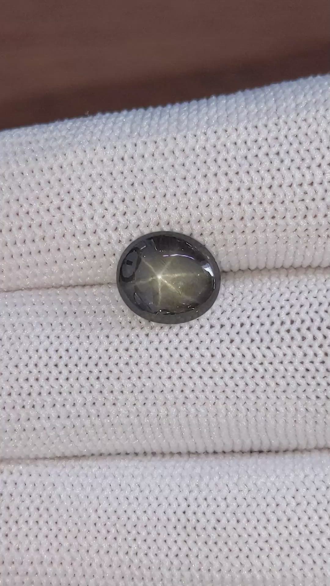 3.66 Ct. Black Star Sapphire from Ceylon (Sri Lanka) Size Video