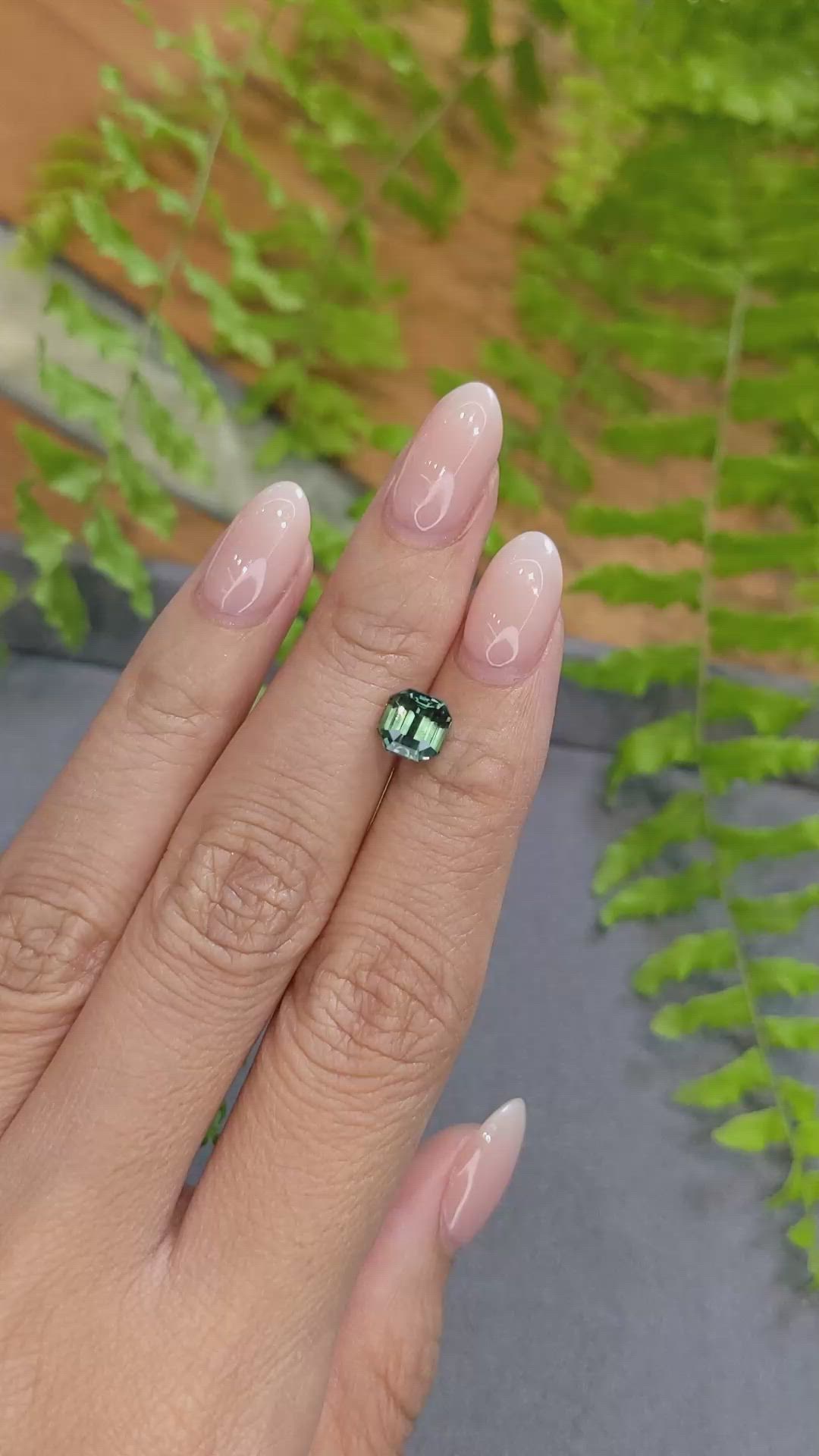 2.20 Ct. Bluish Green Sapphire from Madagascar Size Video
