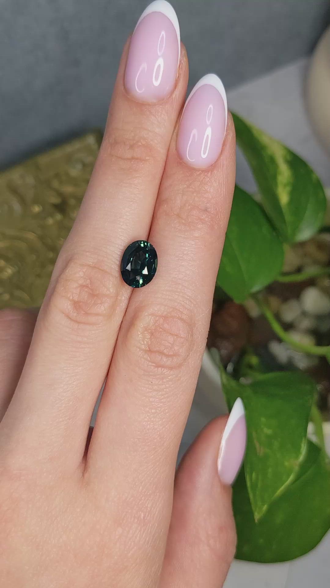 4.04 Ct. Bluish Green Sapphire from Madagascar Size Video