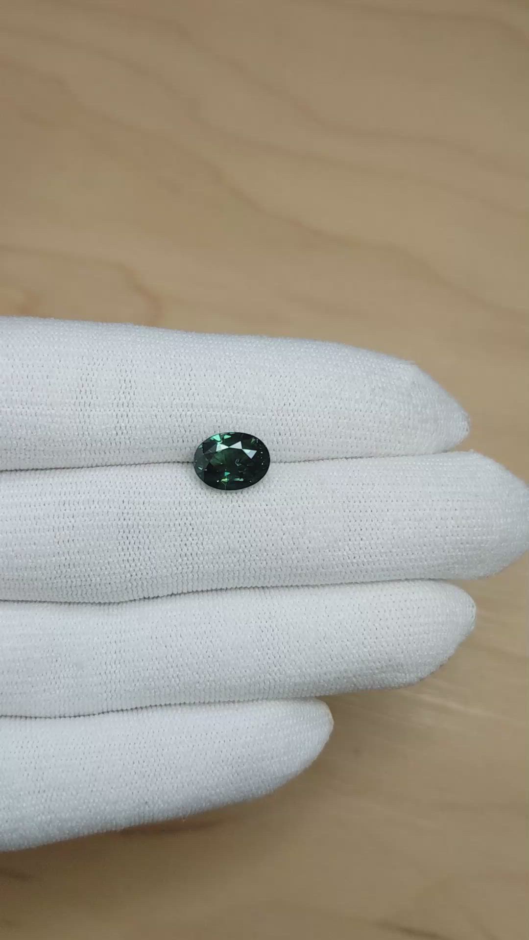 4.04 Ct. Bluish Green Sapphire from Madagascar Size Video