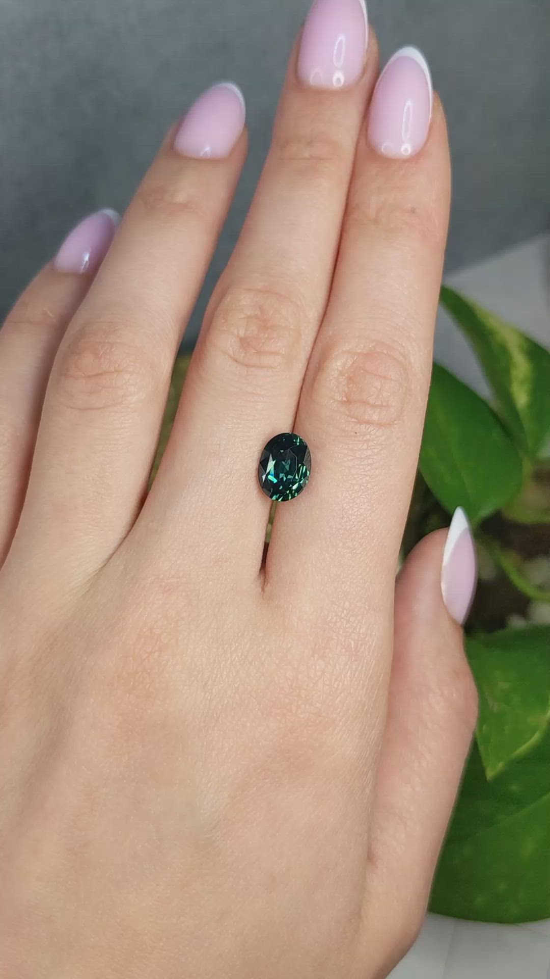 4.04 Ct. Bluish Green Sapphire from Madagascar Size Video