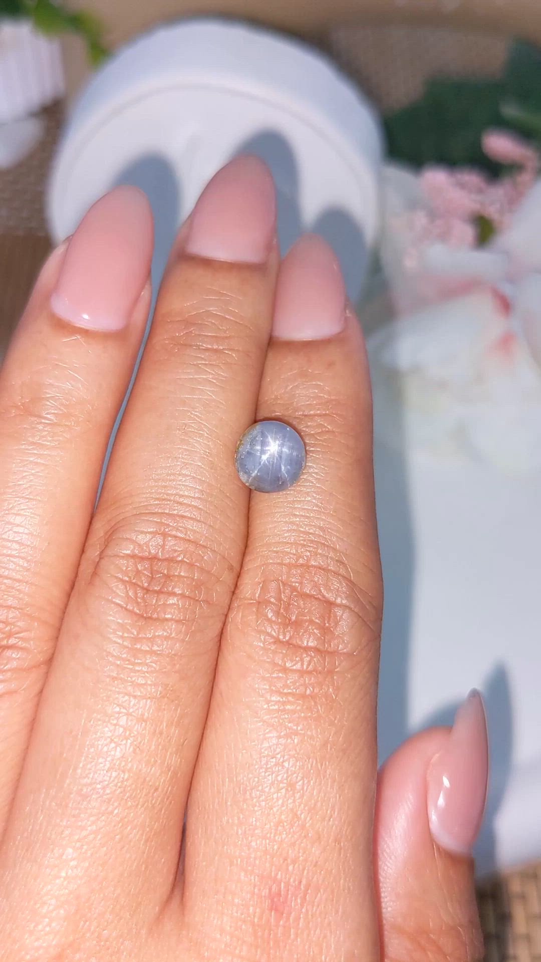 2.94 Ct. Greyish Blue Star Sapphire from Ceylon (Sri Lanka) Size Video