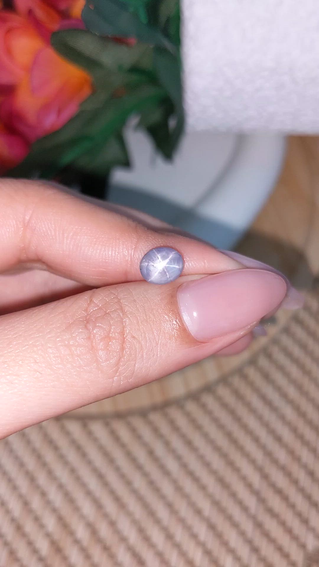 2.11 Ct. Bluish Grey Star Sapphire from Ceylon (Sri Lanka) Size Video