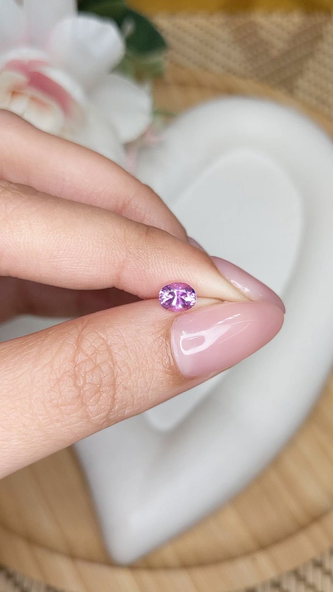 0.70 Ct. Purplish Pink Sapphire from Ceylon (Sri Lanka) Size Video