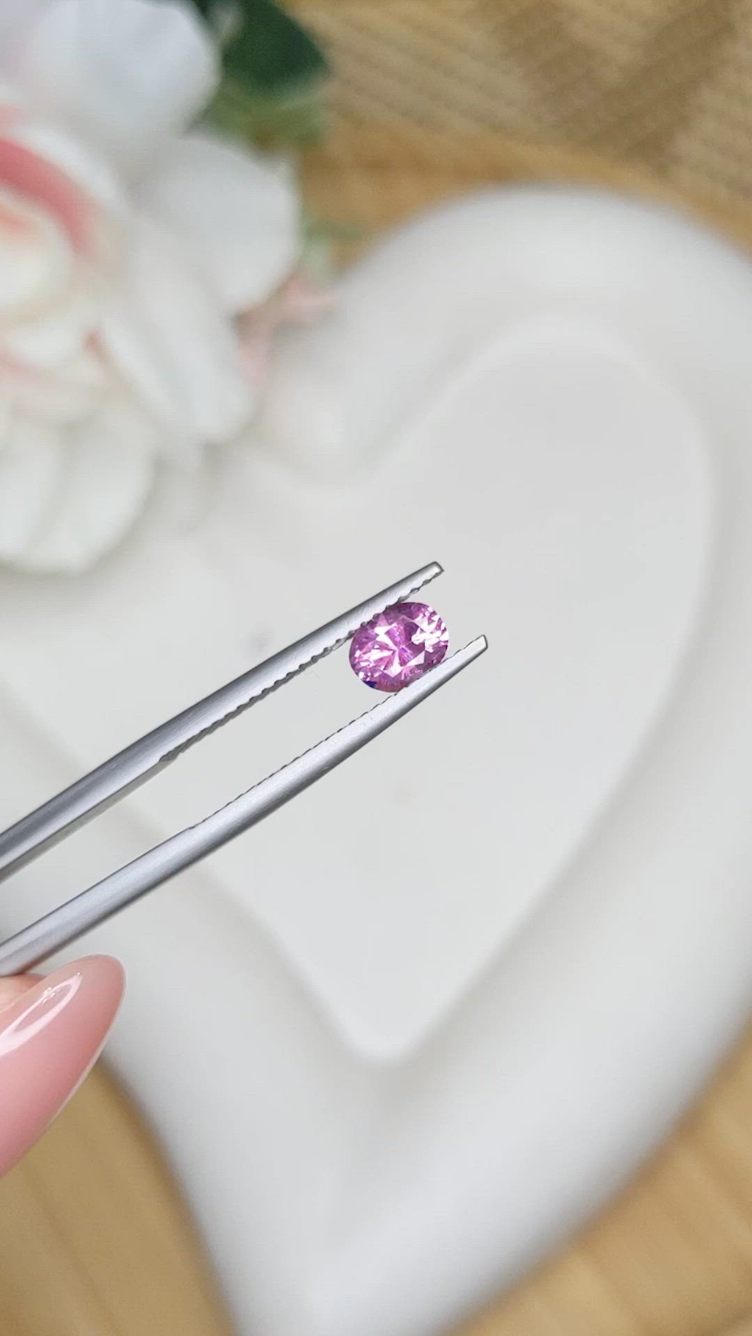 0.70 Ct. Purplish Pink Sapphire from Ceylon (Sri Lanka) Size Video