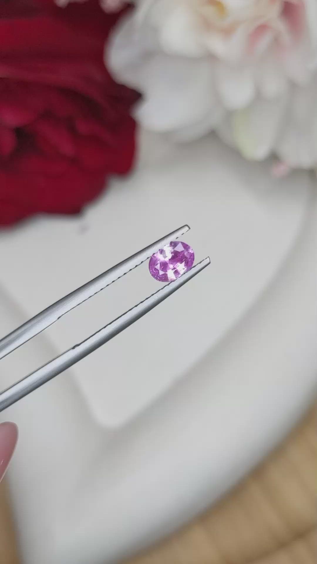 0.50 Ct. Purplish Pink Sapphire from Ceylon (Sri Lanka) Size Video
