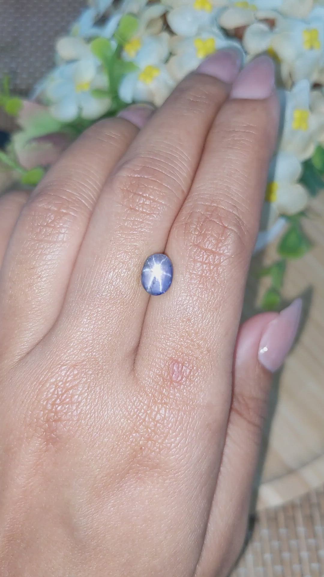 2.59 Ct. Greyish Blue Star Sapphire from Ceylon (Sri Lanka) Size Video