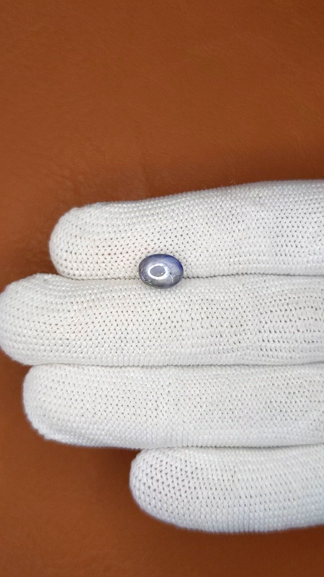 2.59 Ct. Greyish Blue Star Sapphire from Ceylon (Sri Lanka) Size Video