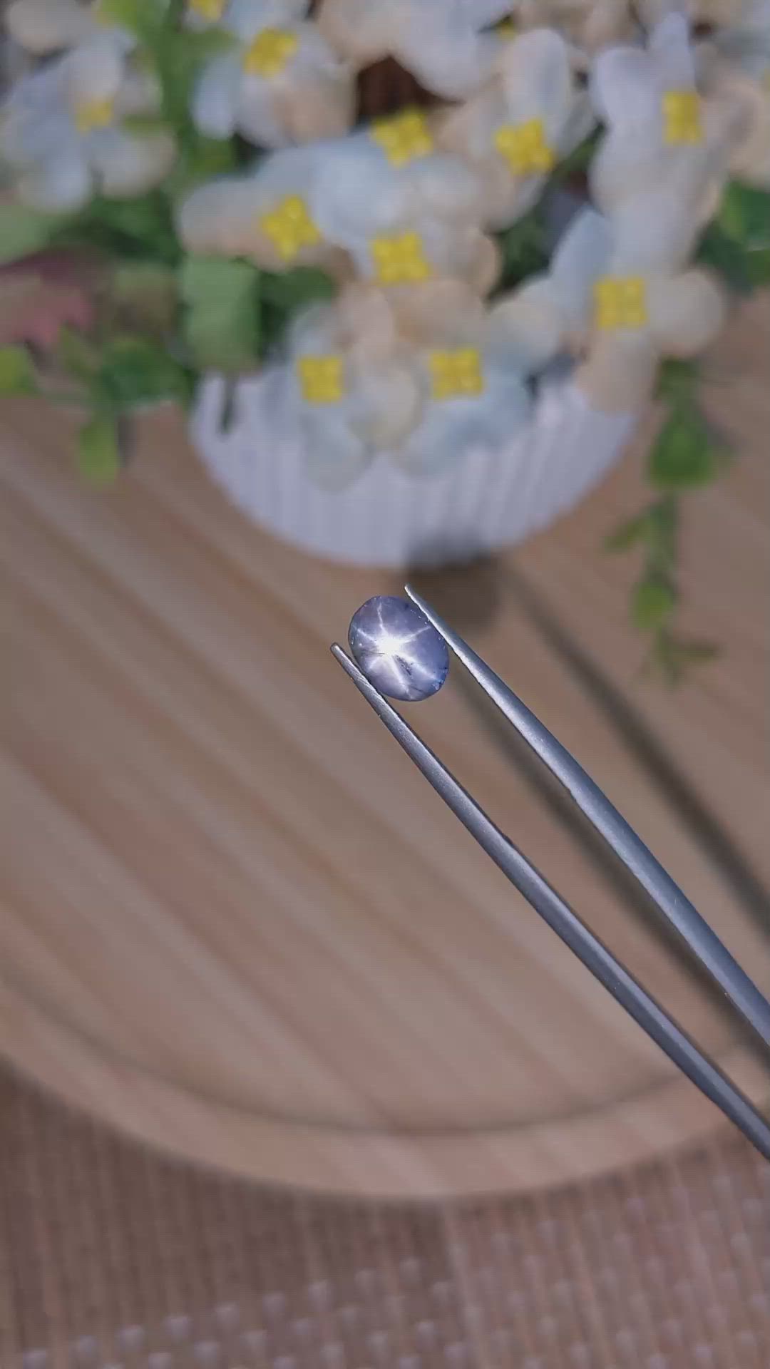 2.59 Ct. Greyish Blue Star Sapphire from Ceylon (Sri Lanka) Size Video