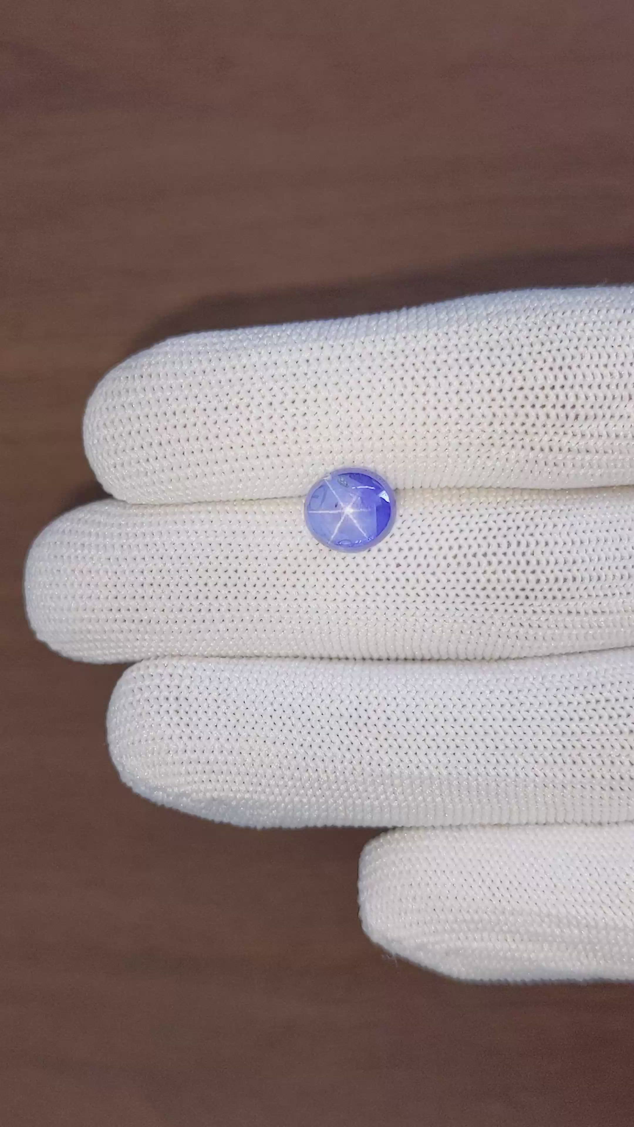 5.53 Ct. Purplish Blue Star Sapphire from Ceylon (Sri Lanka) Size Video