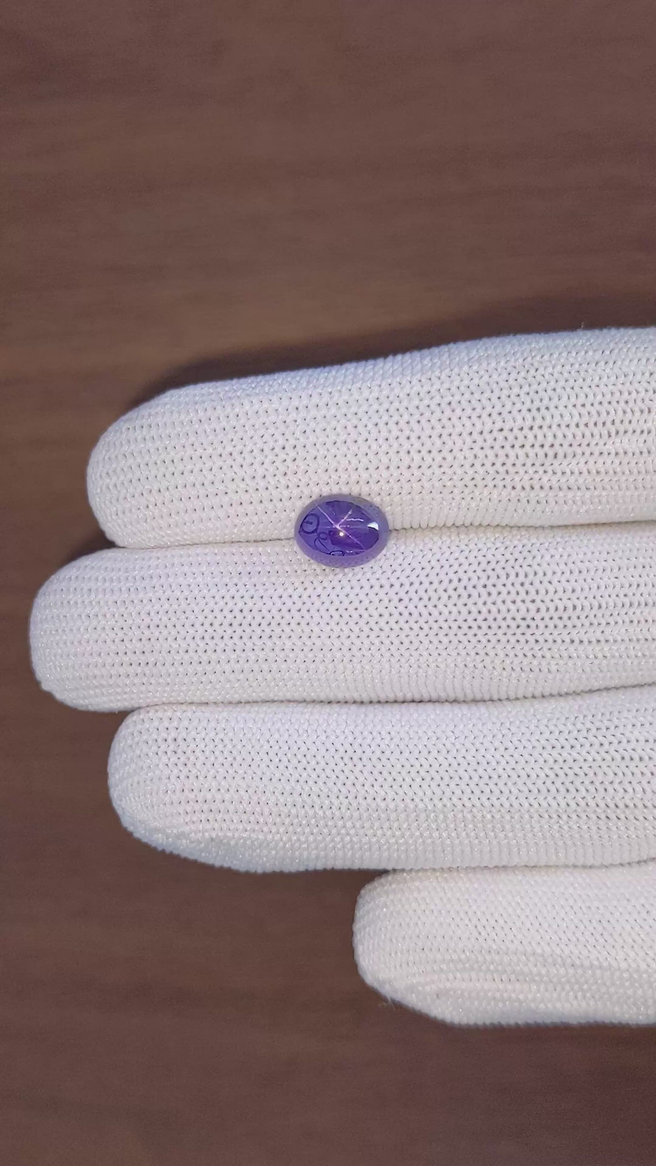 3.41 Ct. Bluish Purple Star Sapphire from Ceylon (Sri Lanka) Size Video