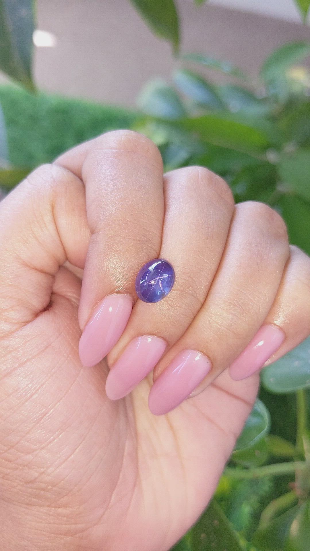 3.41 Ct. Bluish Purple Star Sapphire from Ceylon (Sri Lanka) Size Video