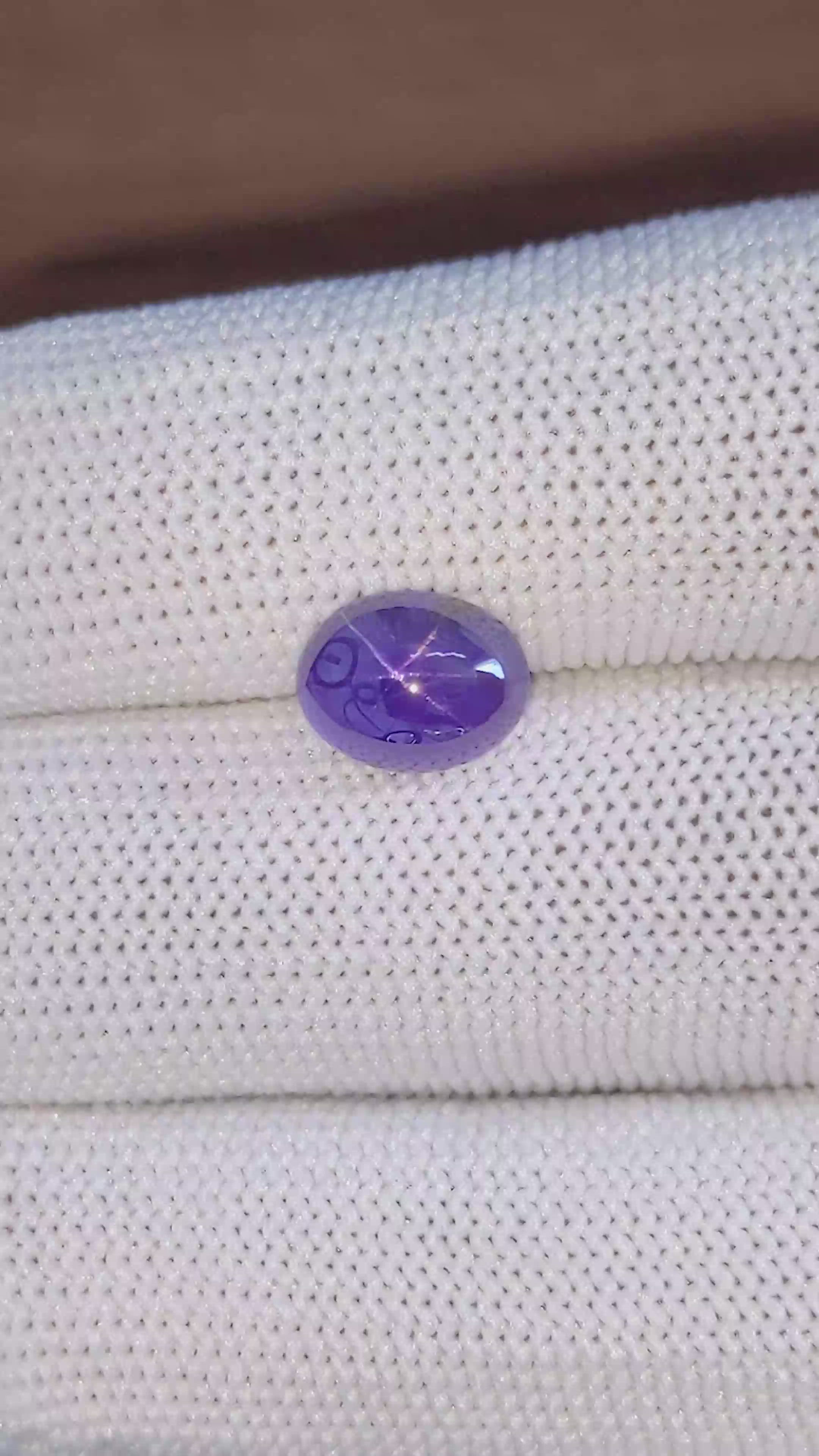 3.41 Ct. Bluish Purple Star Sapphire from Ceylon (Sri Lanka) Size Video