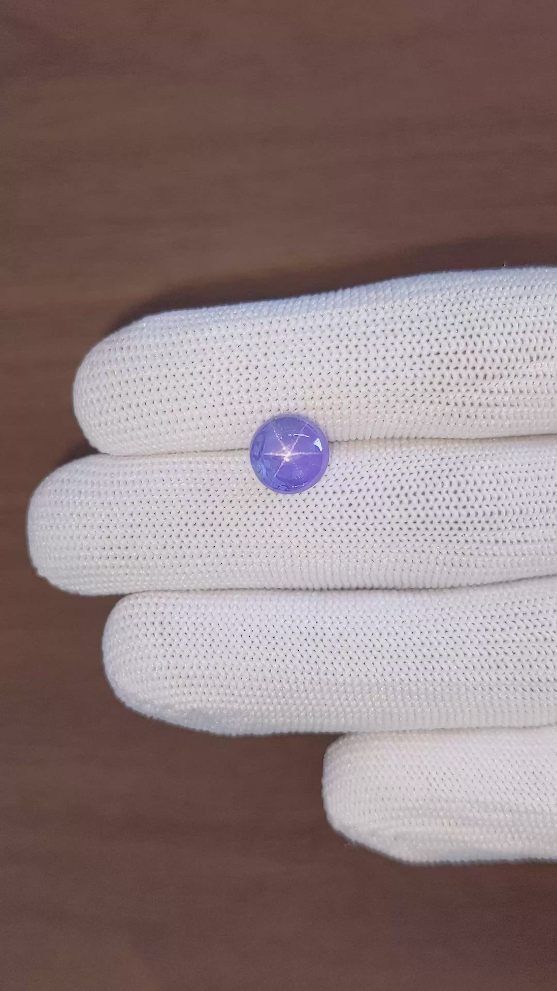 6.17 Ct. Bluish Purple Star Sapphire from Ceylon (Sri Lanka) Size Video