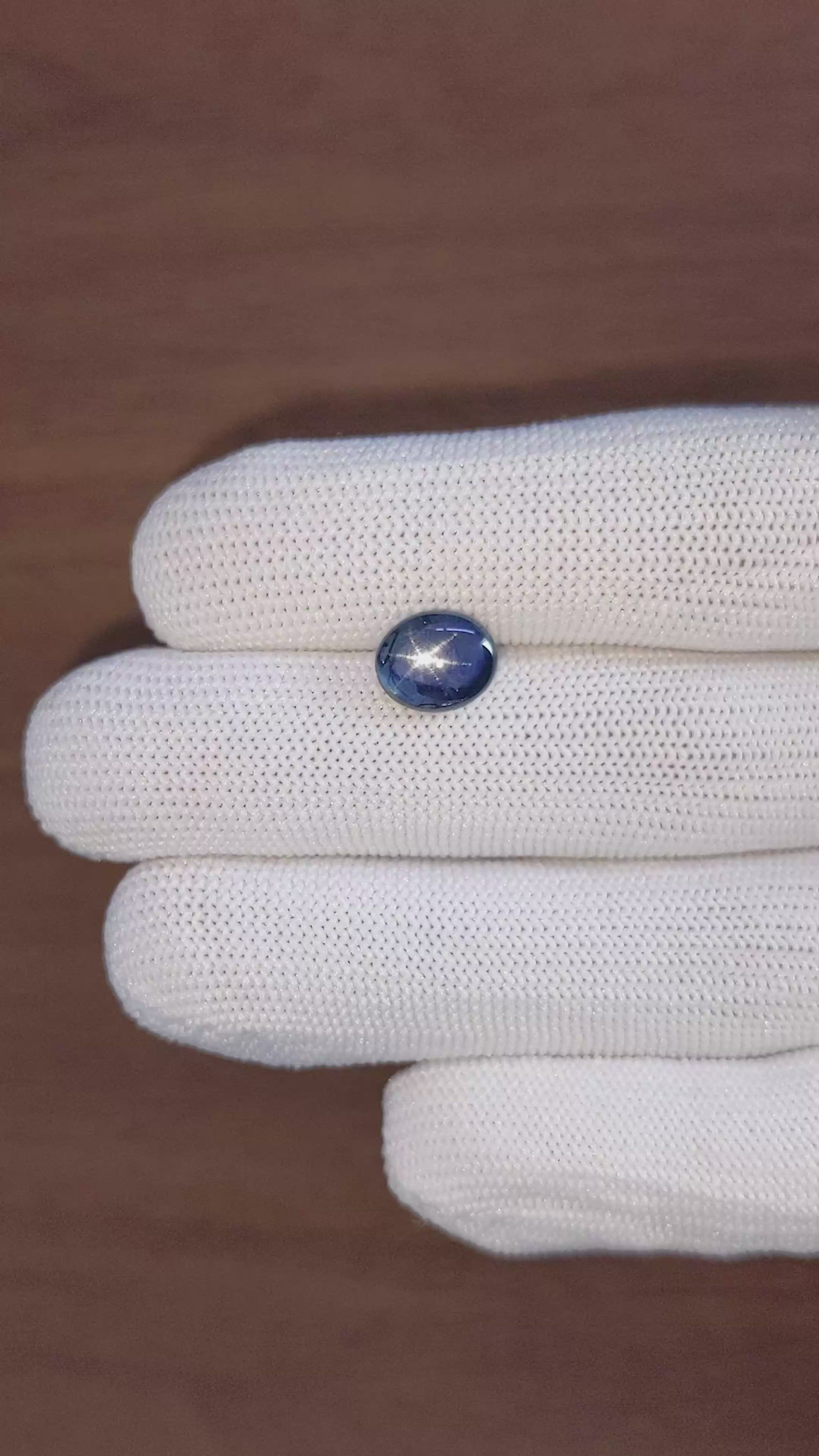 3.43 Ct. Blue Star Sapphire from Ceylon (Sri Lanka) Size Video