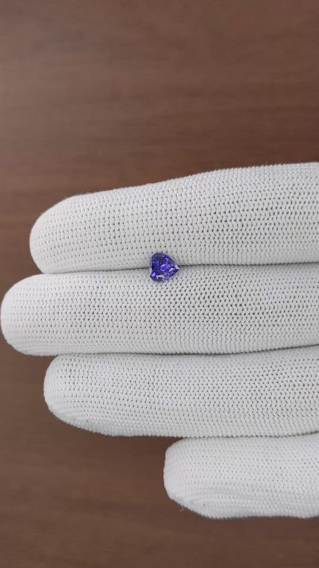 0.74 Ct. Bluish Purple Sapphire from Ceylon (Sri Lanka) Size Video