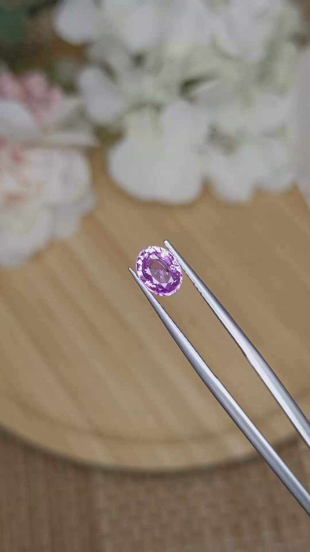 1.49 Ct. Pinkish Purple Sapphire from Ceylon (Sri Lanka) Size Video