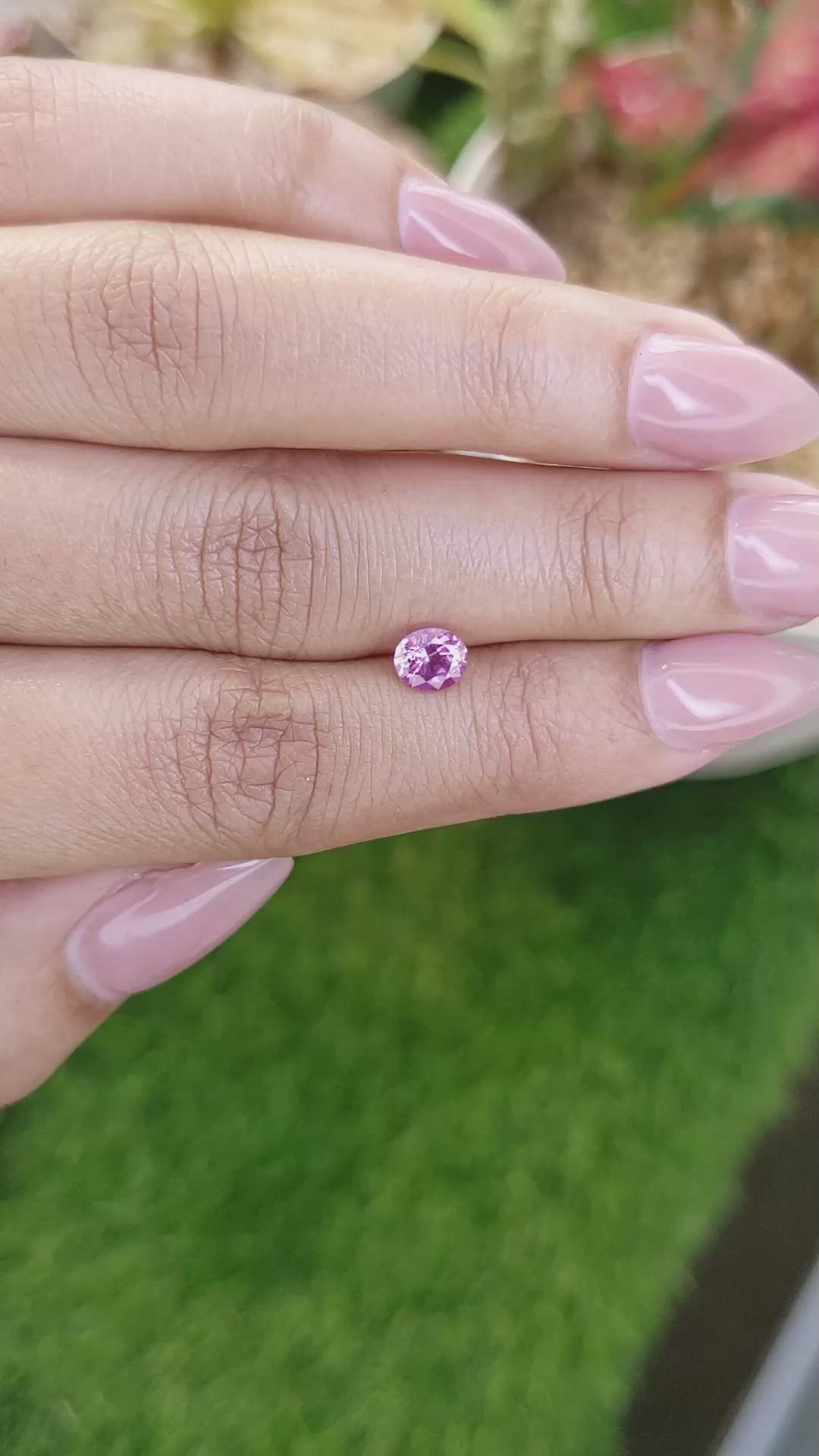 0.72 Ct. Purplish Pink Sapphire from Ceylon (Sri Lanka) Size Video