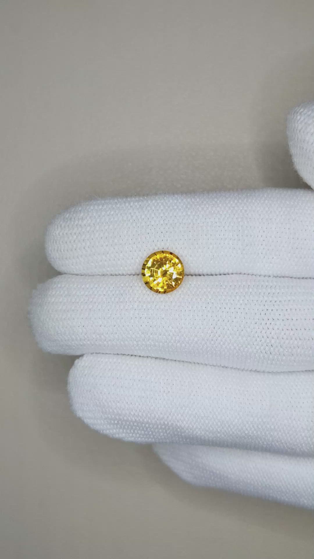 1.86 Ct. Orangish Yellow Sapphire from Ceylon (Sri Lanka) Size Video