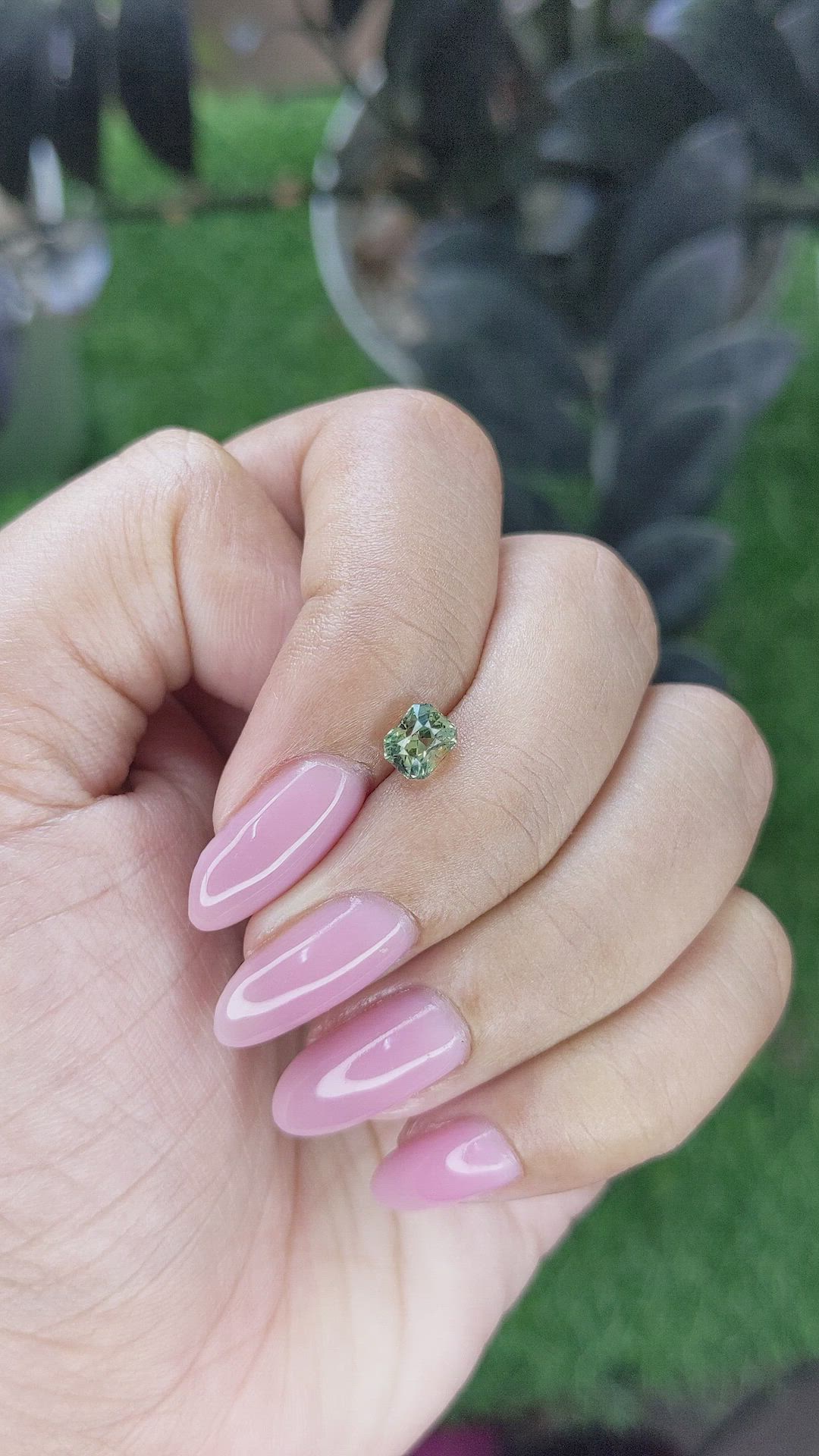 0.97 Ct. Yellowish Green Sapphire from Madagascar Size Video