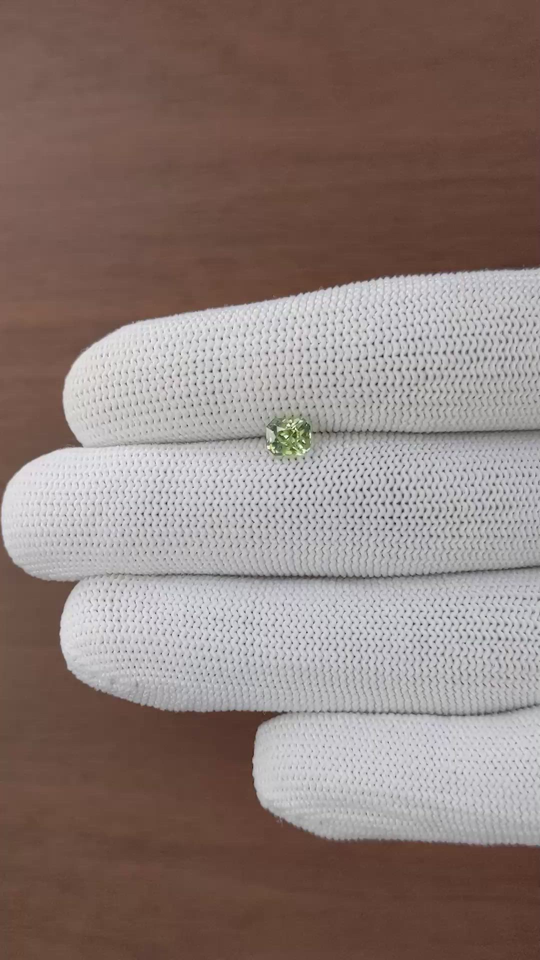 0.97 Ct. Yellowish Green Sapphire from Madagascar Size Video