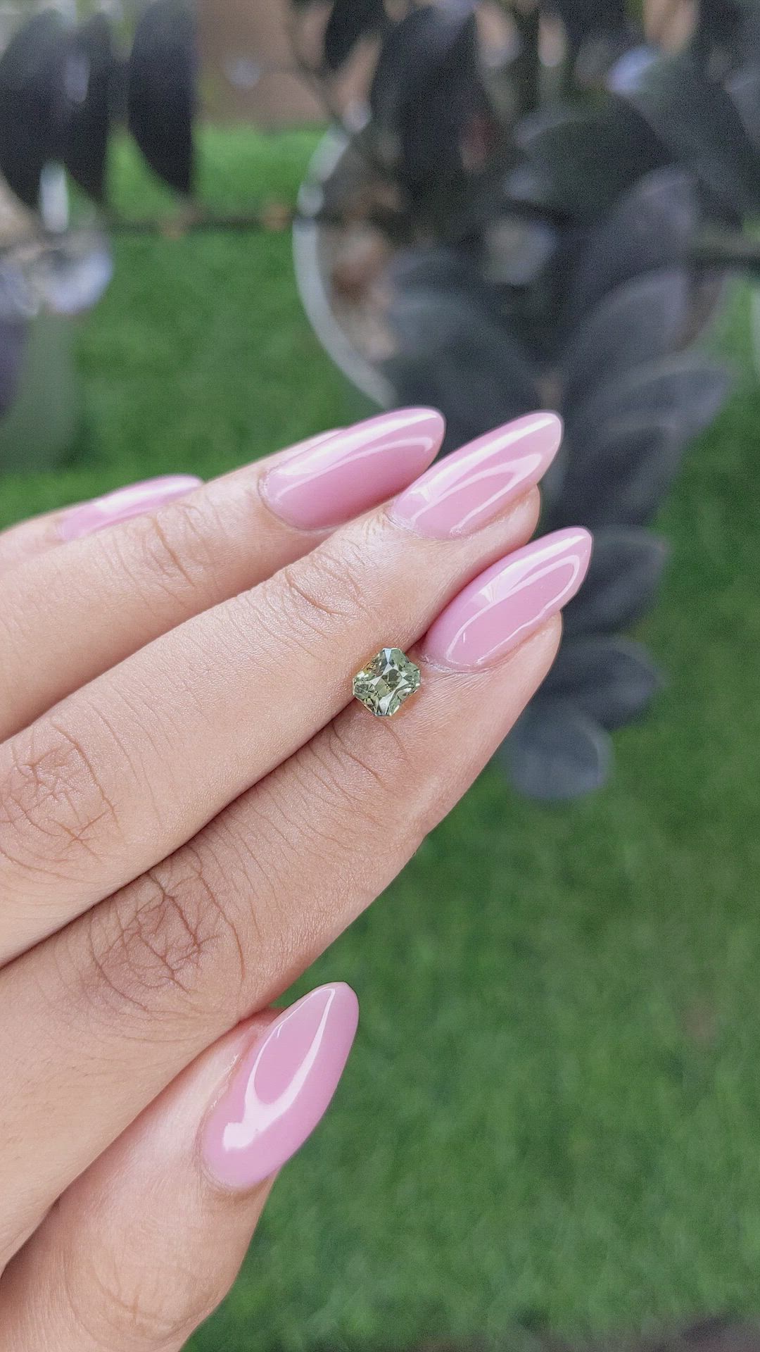 0.97 Ct. Yellowish Green Sapphire from Madagascar Size Video