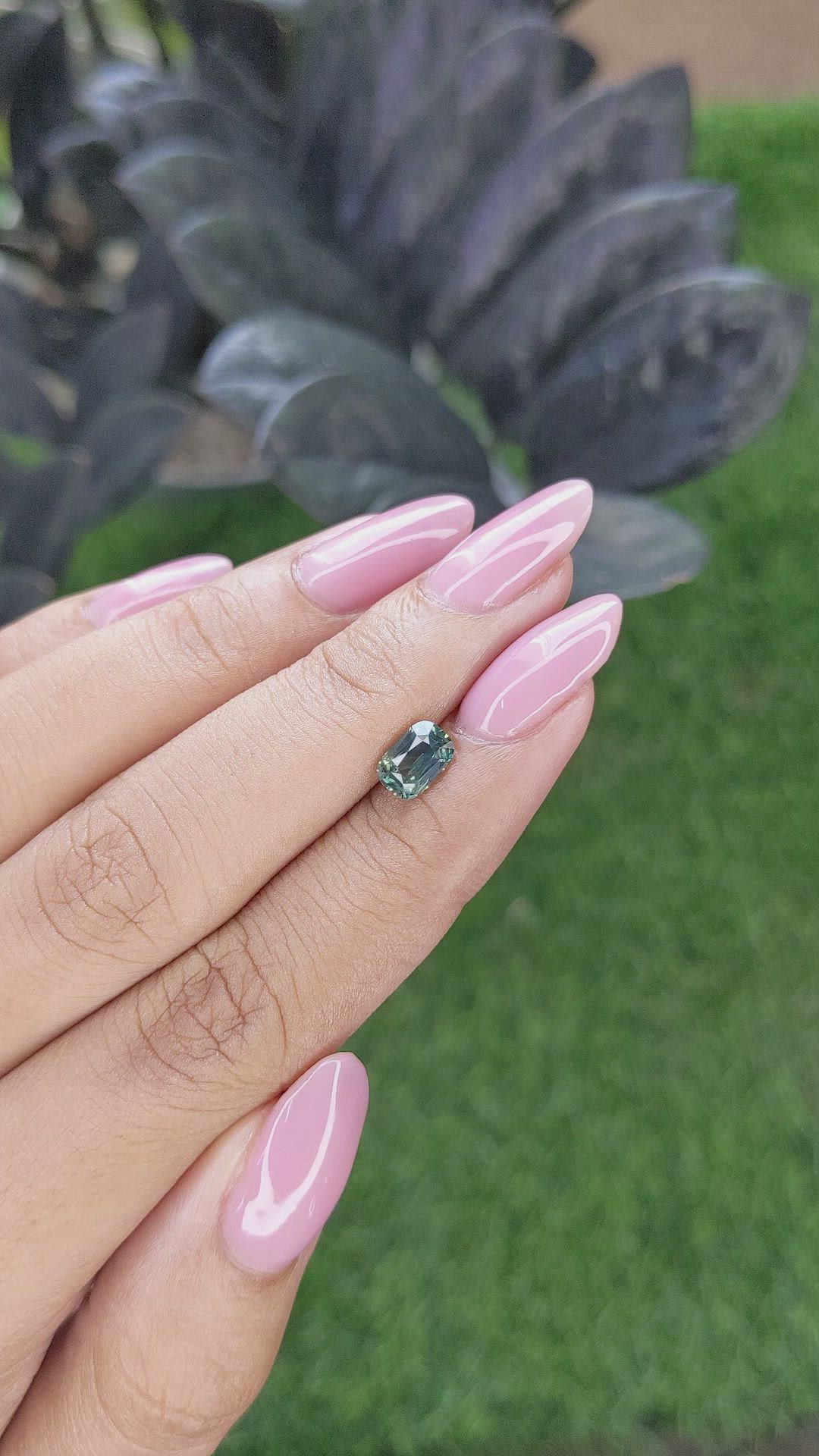 1.03 Ct. Bluish Green Sapphire from Madagascar Size Video