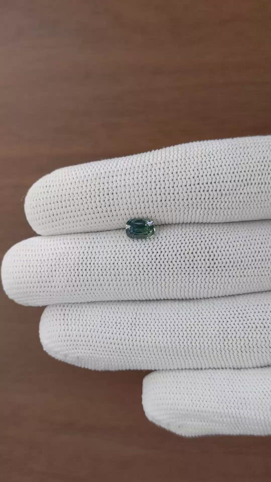 1.03 Ct. Bluish Green Sapphire from Madagascar Size Video
