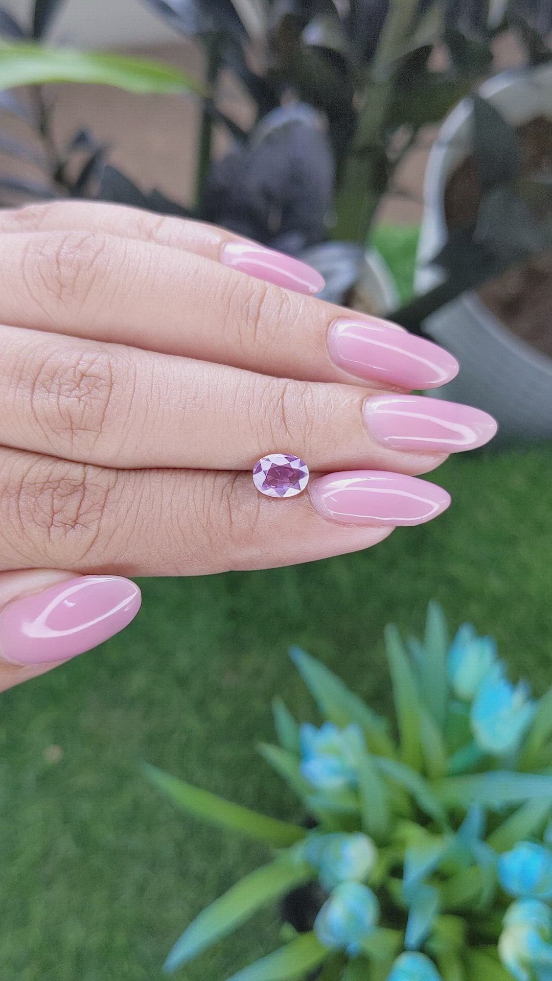 1.11 Ct. Pinkish Purple Sapphire from Ceylon (Sri Lanka) Size Video