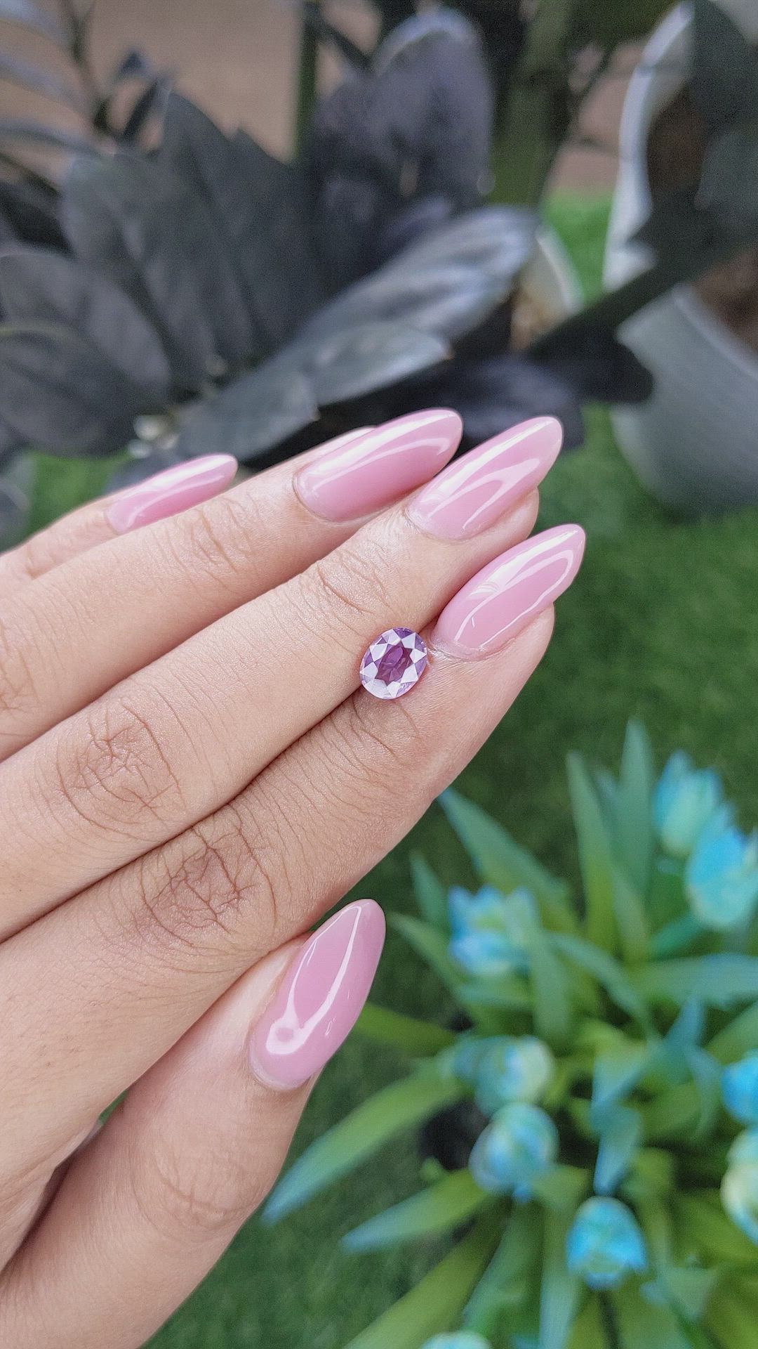 1.11 Ct. Pinkish Purple Sapphire from Ceylon (Sri Lanka) Size Video