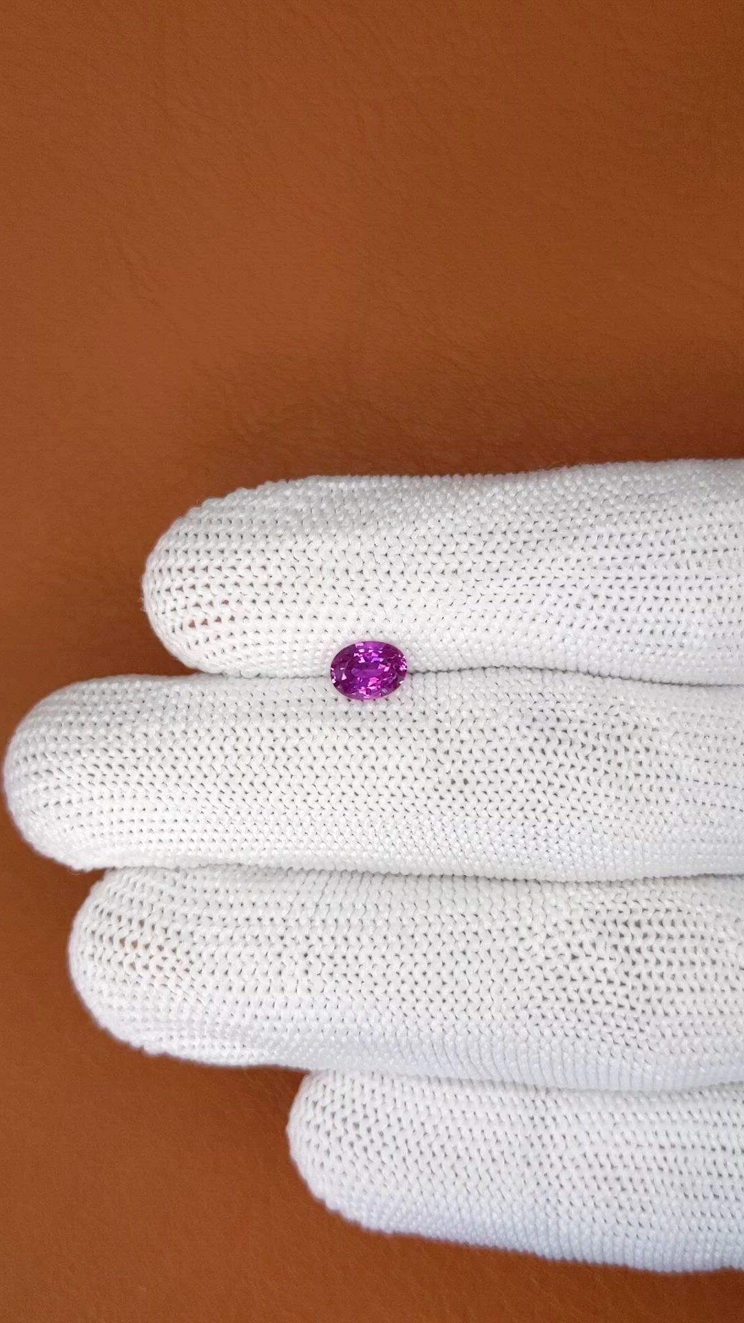 0.79 Ct. Pinkish Purple Sapphire from Ceylon (Sri Lanka) Size Video