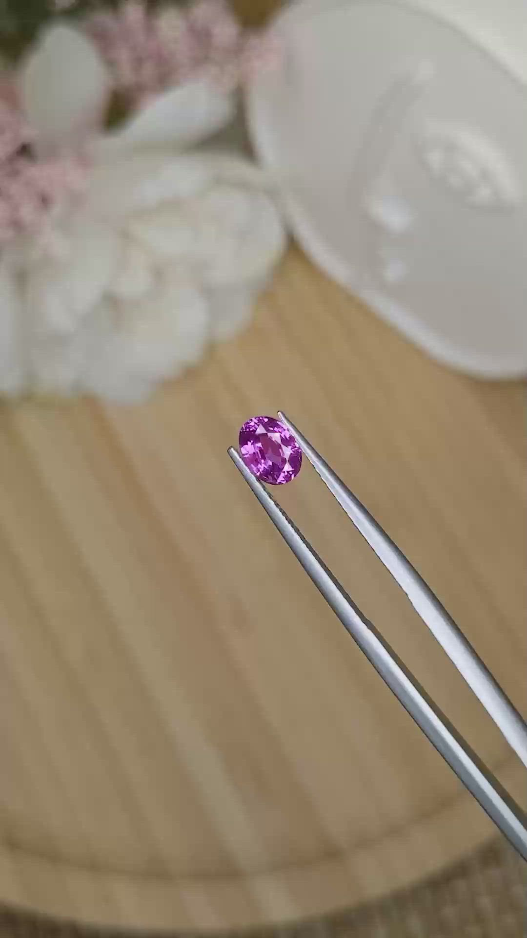 0.79 Ct. Pinkish Purple Sapphire from Ceylon (Sri Lanka) Size Video