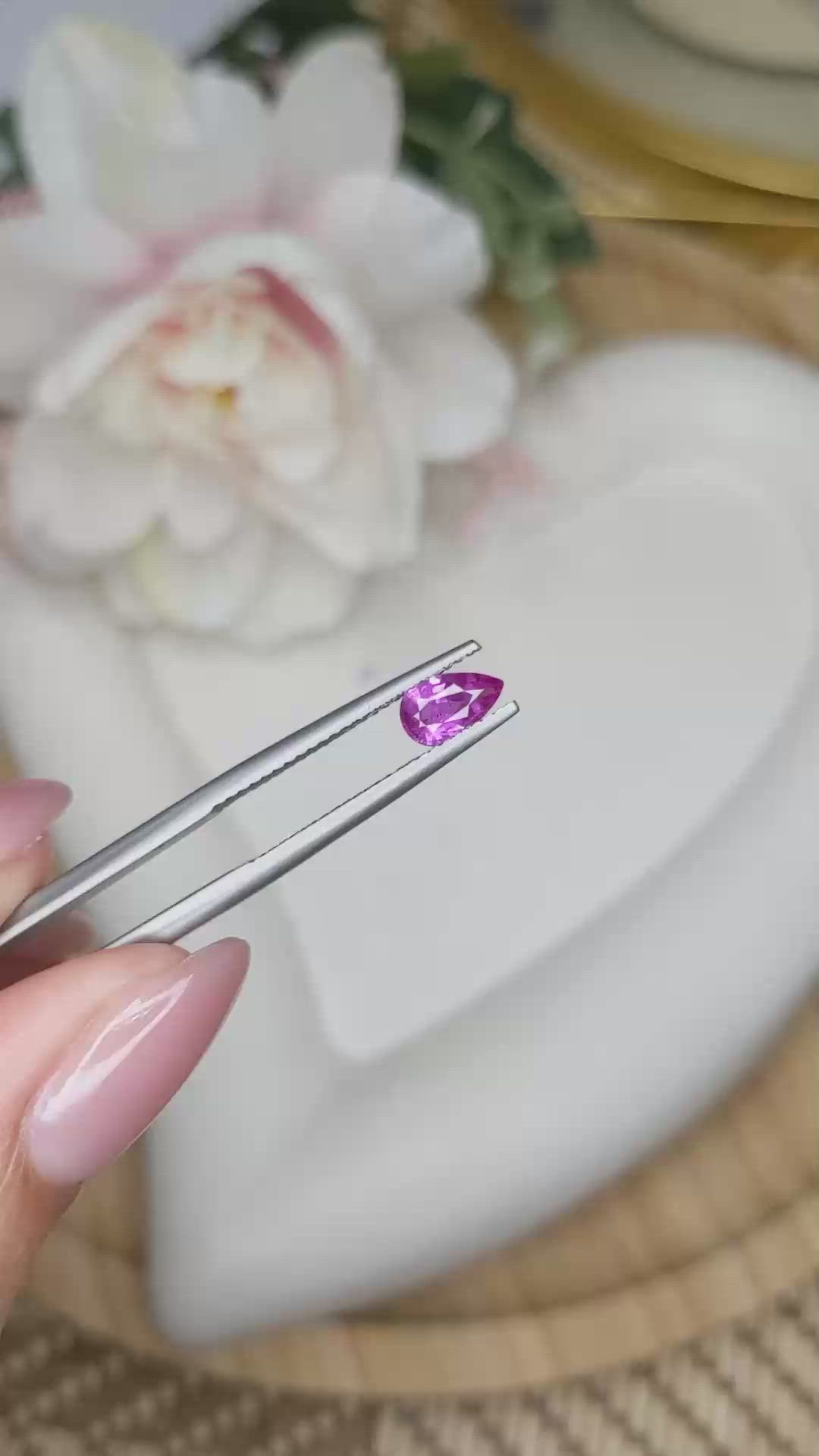0.58 Ct. Purplish Pink Sapphire from Ceylon (Sri Lanka) Size Video