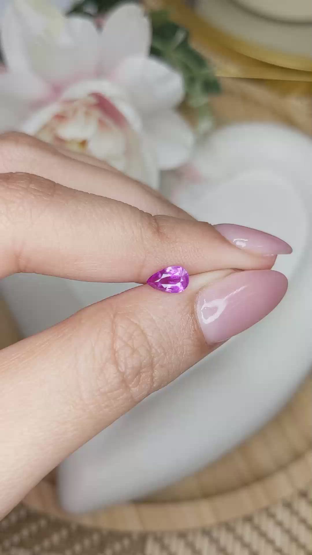 0.58 Ct. Purplish Pink Sapphire from Ceylon (Sri Lanka) Size Video