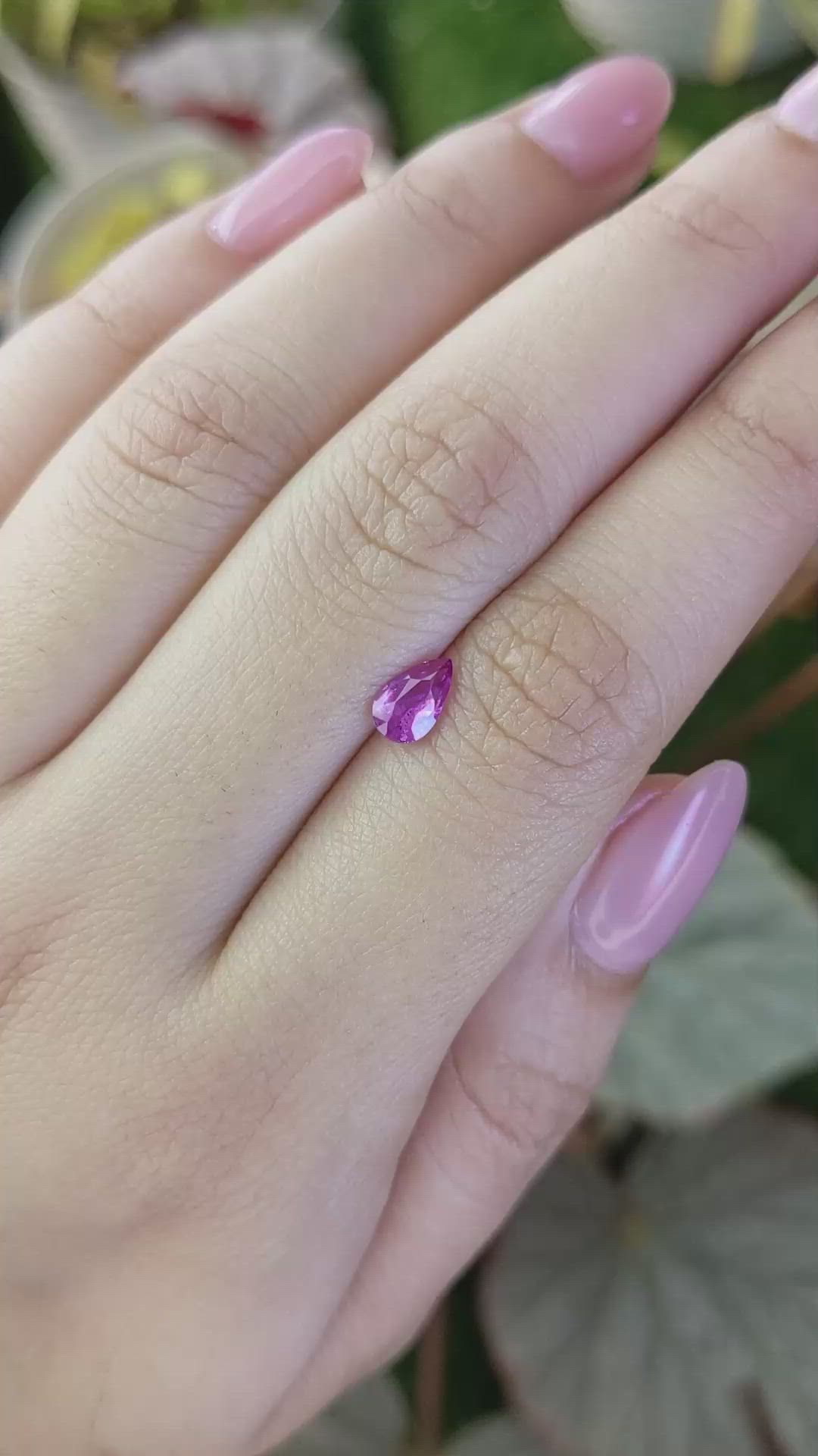 0.58 Ct. Purplish Pink Sapphire from Ceylon (Sri Lanka) Size Video