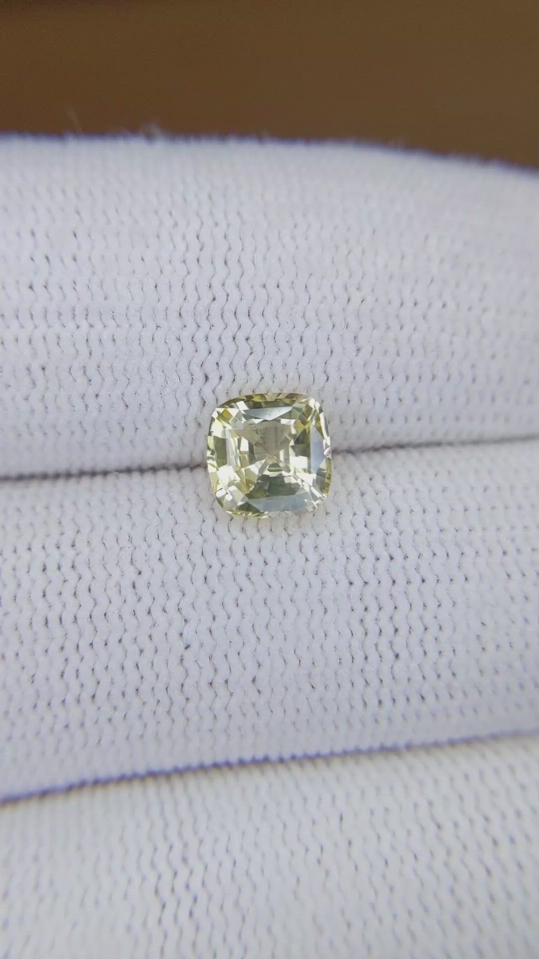 1.41 Ct. Greenish Yellow Sapphire from Ceylon (Sri Lanka) Size Video