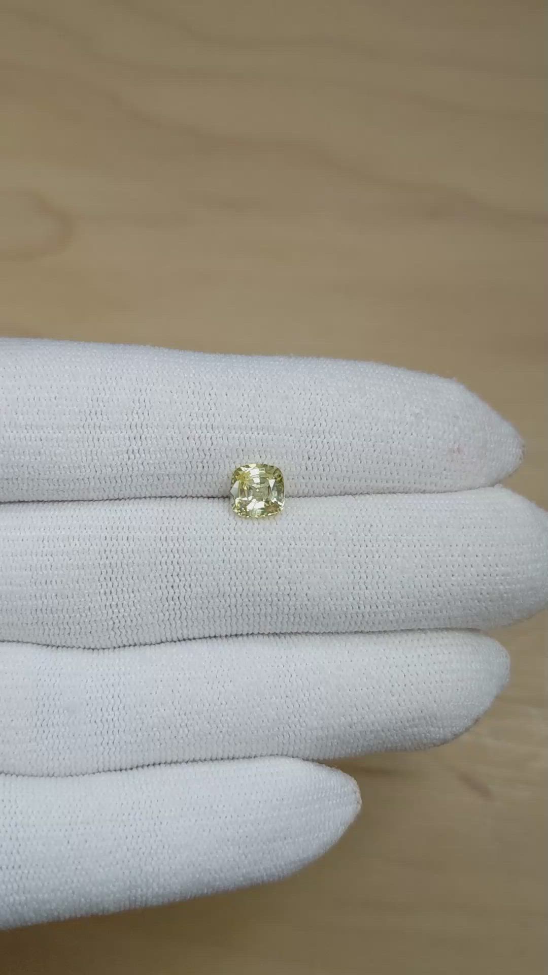 1.41 Ct. Greenish Yellow Sapphire from Ceylon (Sri Lanka) Size Video