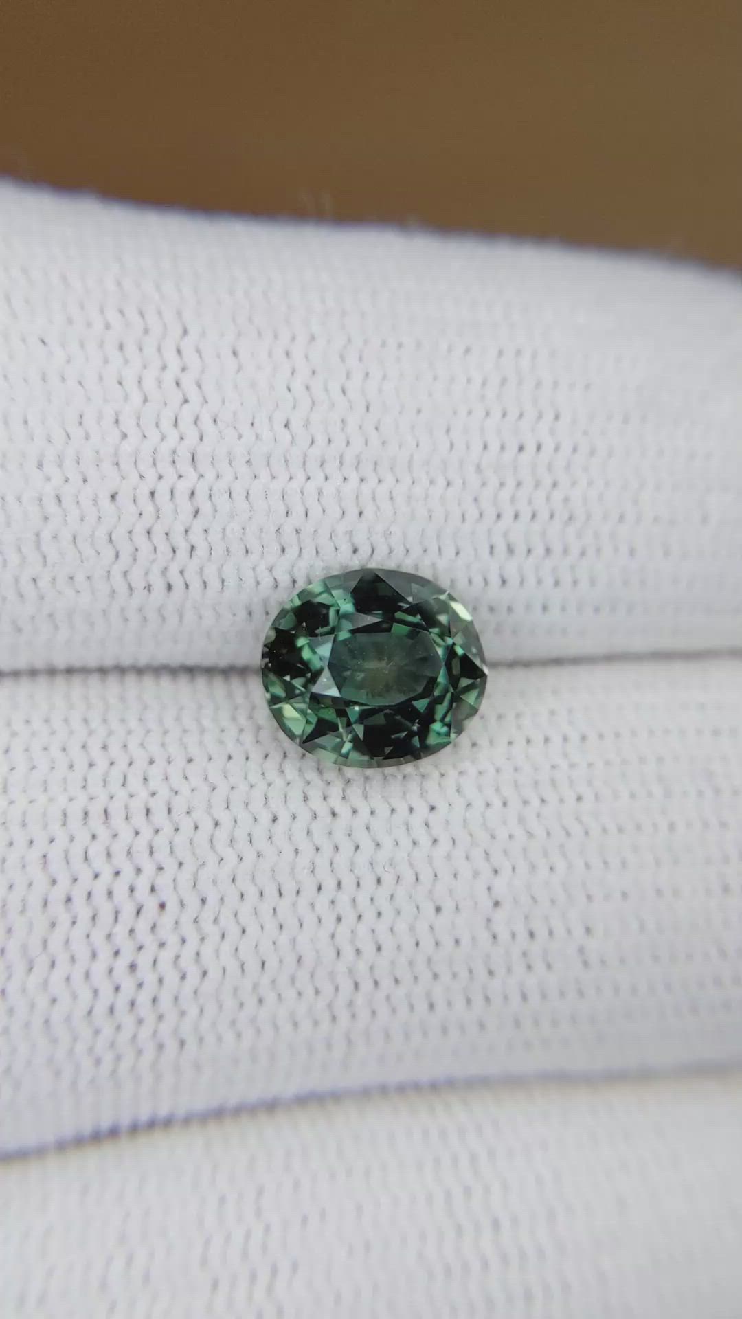 3.06 Ct. Bluish Green Sapphire from Ceylon (Sri Lanka) Size Video